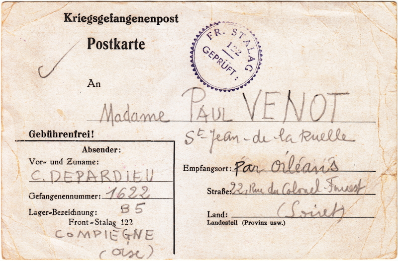 Carte envoyée à sa fille Renée (épouse Paul Venot). © Collection Marie-Paule Pivain.