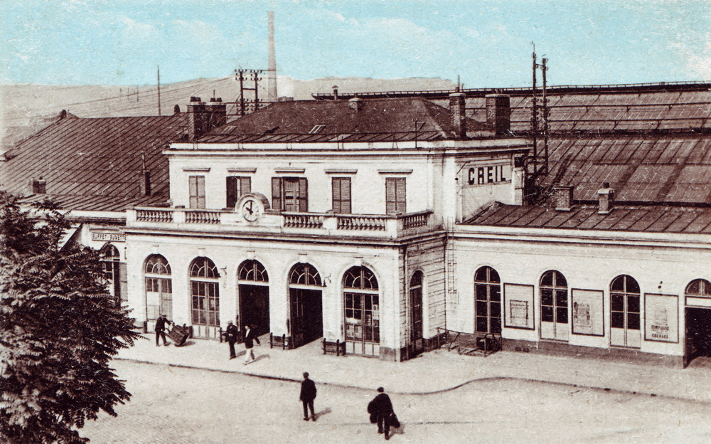 La gare de Creil. Carte postale oblitérée en 1946. Collection Mémoire Vive.
