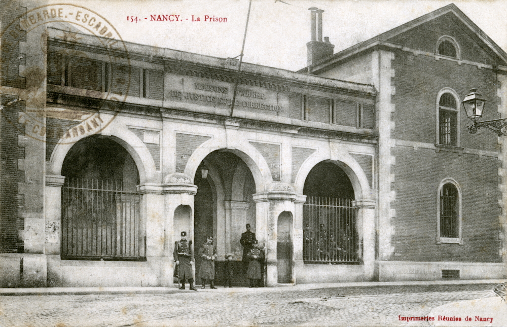 Nancy. La prison Charles III. Carte postale écrite en août 1915. Collection Mémoire Vive.