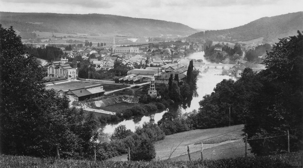 Pont-de-Roide, vue panoramique. Carte postale des années 1930 (?). Collection Mémoire Vive.