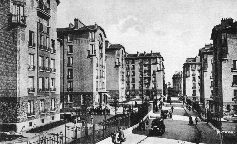 Puteaux. Groupe Nord des HBM de la rue Cartault. Carte postale oblitérée en 1934. Coll. Mémoire Vive.