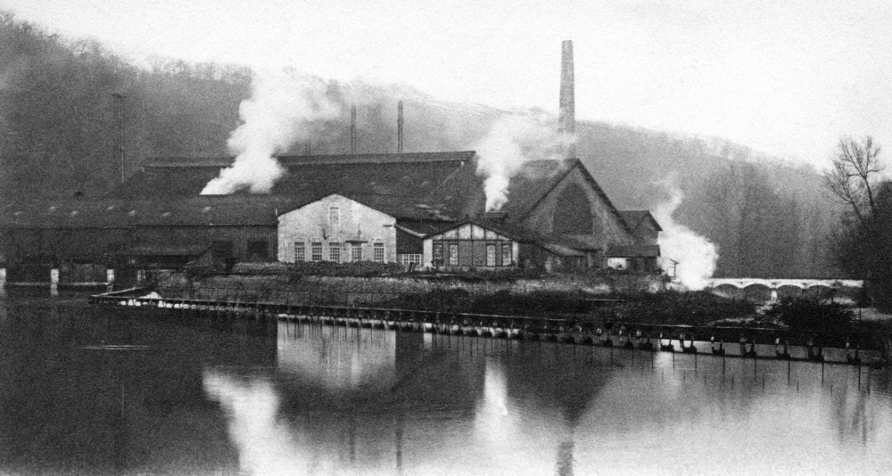 Rachecourt, l’usine et le barrage sur la Marne. Carte postale non datée (vers 1910 ?). Collection Mémoire Vive.