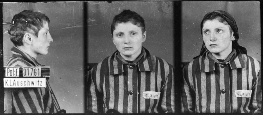 Photographiée à Auschwitz-I, le 3 février 1943, selon les trois vues anthropométriques de la police allemande. Musée d’État d’Auschwitz-Birkenau, Oświęcim, Pologne. Collection Mémoire Vive. Droits réservés.